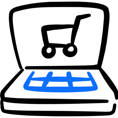 E Commerce Cart Laptop Icon from Freehand Duotone Set