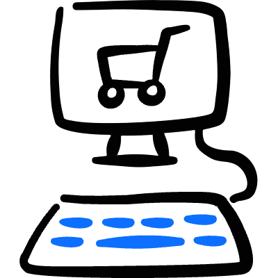 E Commerce Cart Monitor Keyboard Icon from Freehand Duotone Set