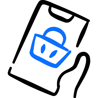 Mobile Shopping Shop Hand Icon from Freehand Duotone Set