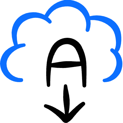 Automated Translation Cloud Download Icon from Freehand Duotone Set