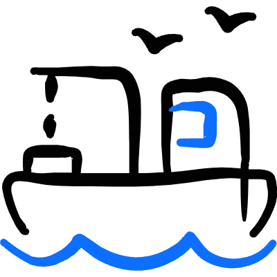 Sea Transport Ship Cargo Birds Icon from Freehand Duotone Set