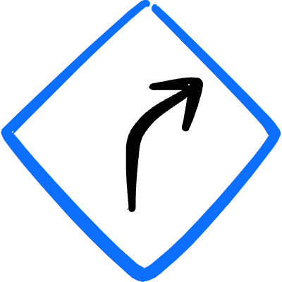 Road Sign Right Curve Ahead Icon from Freehand Duotone Set