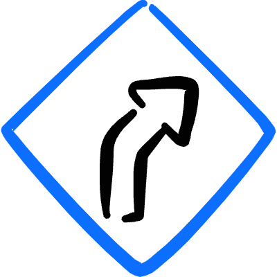 Road Sign Right Curve Icon from Freehand Duotone Set