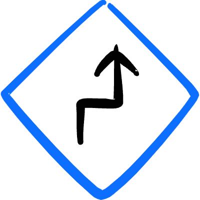 Road Sign Right Reverse Turn Ahead Icon from Freehand Duotone Set