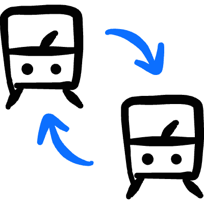 Transportation Train Transfer Icon from Freehand Duotone Set