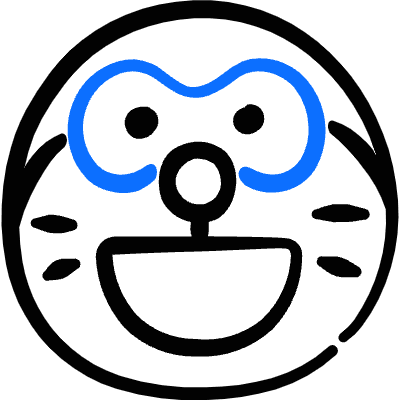 Manga Japanese Comic Blue Cat Robot Doraemon Icon from Freehand Duotone Set