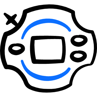 Manga Japanese Comic Digivice Digital Monster Digimon Icon from Freehand Duotone Set