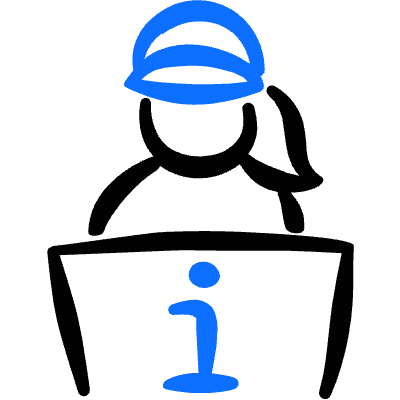 Information Desk Woman Icon from Freehand Duotone Set