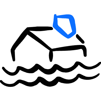 Natural Disaster Flood House Icon from Freehand Duotone Set