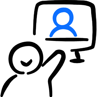Video Meeting Team Monitor Man Icon from Freehand Duotone Set