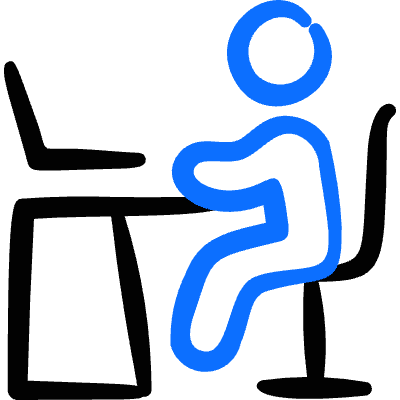 Desk Computer Base Work Laptop Sitting User Icon from Freehand Duotone Set