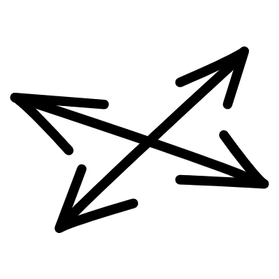 4 Direction Arrow Line Element from Arrows (Variable Thickness Style) Set