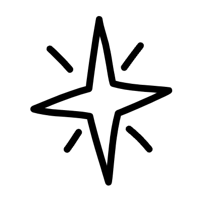 Abstract Star Wink Sparkle Line 5 Element from Scribbles (Variable Thickness Style) Set