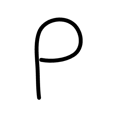 Abstract Tongue P Line Element from Scribbles (Variable Thickness Style) Set
