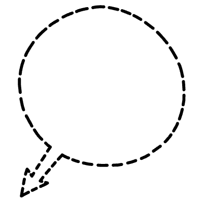 Chat Bubble Arrow Plain Dash Non Filled Line Element from Bubbles (Variable Thickness Style) Set