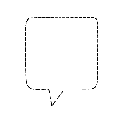 Chat Bubble Square Point Dash Filled Element from Bubbles (Variable Thickness Style) Set