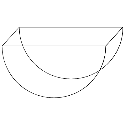 Circle Half Down Element from Symbols 3D - Wireframe Set
