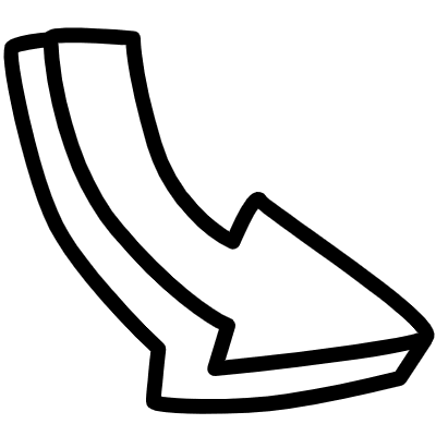 Curve Right Down Shadow Arrow Element from Arrows (Variable Thickness Style) Set