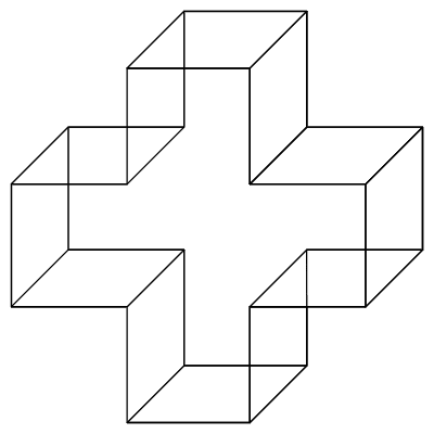 Rectangle Cross Cuboid Element from 3D Motifs (Wireframe) Set