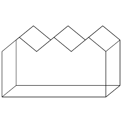 Zigzag House Rectangle Triangle Element from 3D Motifs (Wireframe) Set