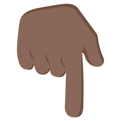 Backhand Index Pointing Down Dark Skin Tone Emoji from EmojiTwo Colors Set