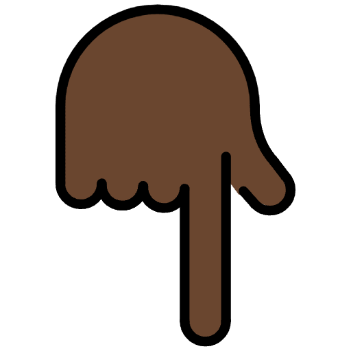 Backhand Index Pointing Down Dark Skin Tone Emoji from OpenMoji Emoji Set