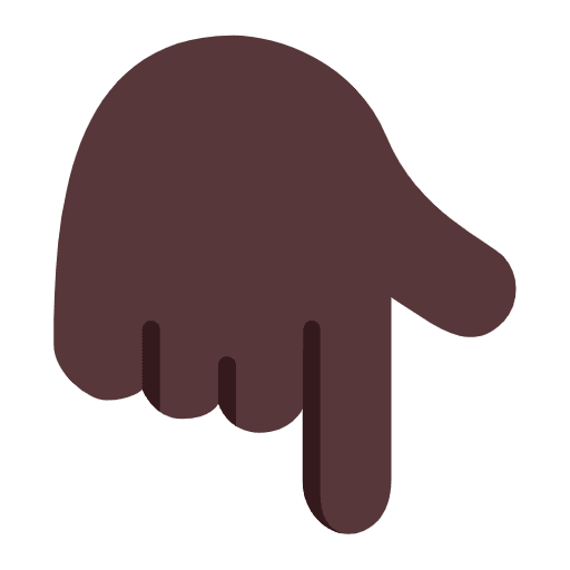 Backhand Index Pointing Down Flat Dark Emoji from Fluent Emoji Flat Set