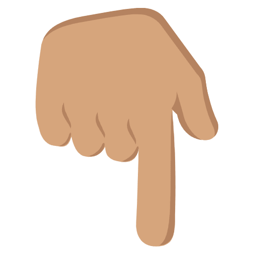Backhand Index Pointing Down Medium Skin Tone Emoji from EmojiTwo Colors Set