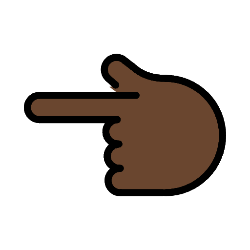 Backhand Index Pointing Left Dark Skin Tone Emoji from OpenMoji Set