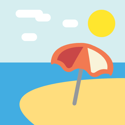 Beach With Umbrella Emoji from EmojiTwo Colors Set