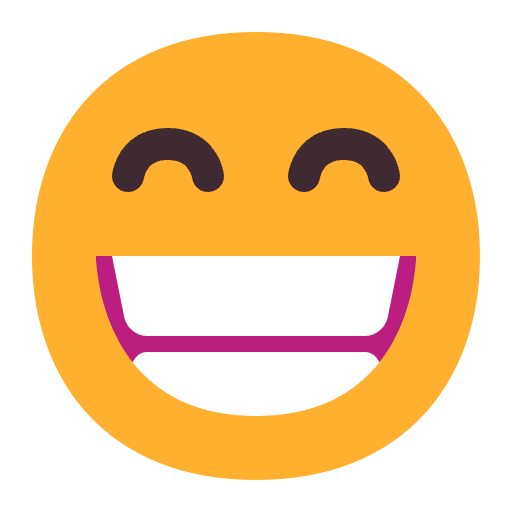 Beaming Face With Smiling Eyes Flat Emoji from Fluent Emoji Flat Set