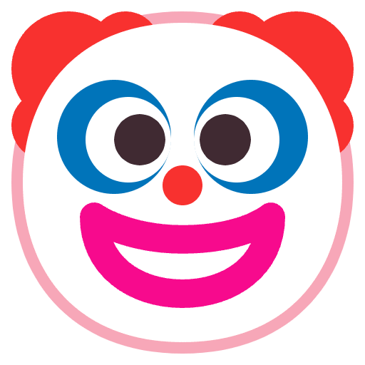 Clown Face Flat Emoji from Fluent Emoji Flat Set