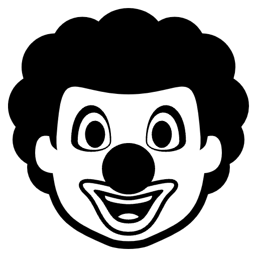 Clown Face Emoji from EmojiTwo Black Set