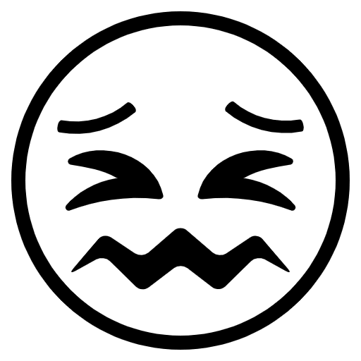 Confounded Face Emoji from EmojiTwo Black Set