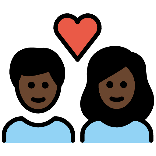 Couple With Heart Dark Skin Tone Emoji from OpenMoji Emoji Set