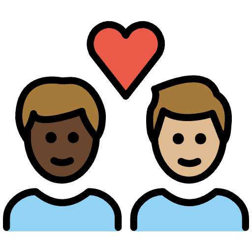 Couple With Heart Man Man Dark Skin Tone Medium Light Skin Tone Emoji from OpenMoji Set