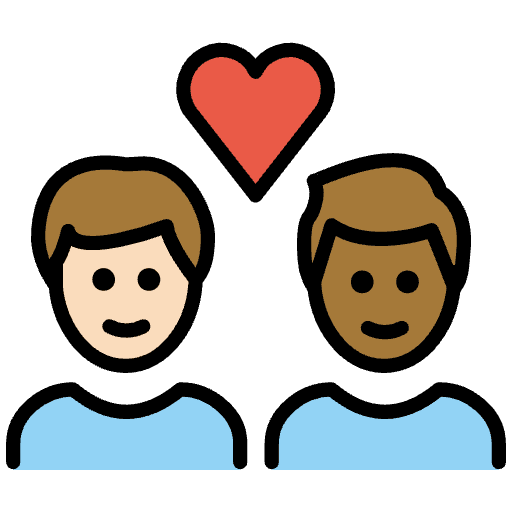 Couple With Heart Man Man Light Skin Tone Medium Dark Skin Tone Emoji from OpenMoji Set