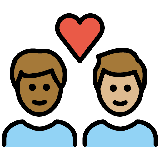 Couple With Heart Man Man Medium Dark Skin Tone Medium Light Skin Tone Element from OpenMoji Emoji Set