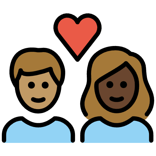 Couple With Heart Person Person Medium Skin Tone Dark Skin Tone Element from OpenMoji Emoji Set