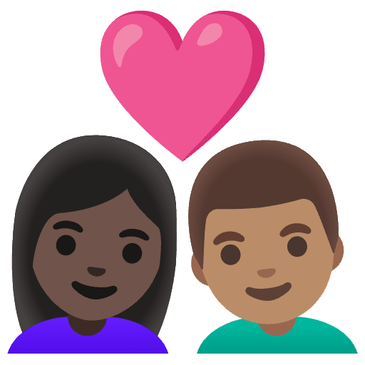 Couple With Heart Woman Man Dark Skin Tone Medium Skin Tone Emoji from Noto Emoji Set