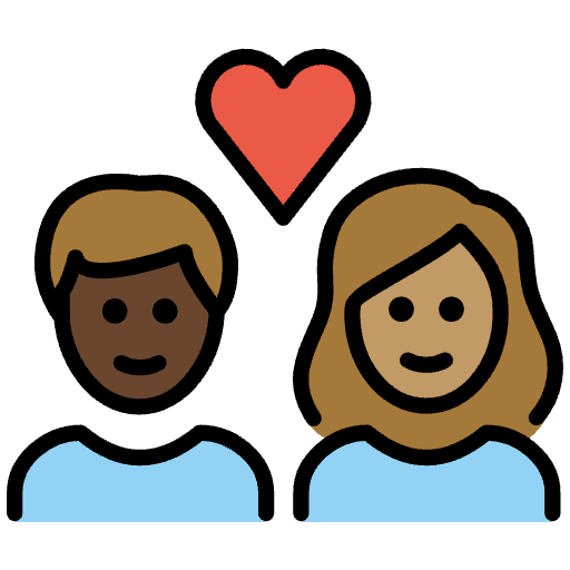Couple With Heart Woman Man Dark Skin Tone Medium Skin Tone Emoji from OpenMoji Set