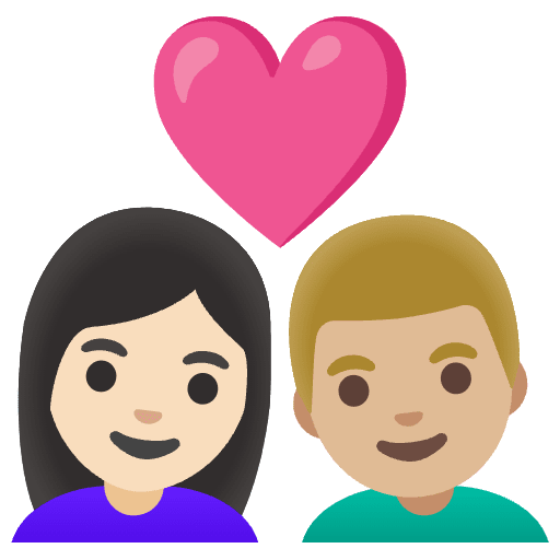 Couple With Heart Woman Man Light Skin Tone Medium Light Skin Tone Emoji from Noto Emoji Set