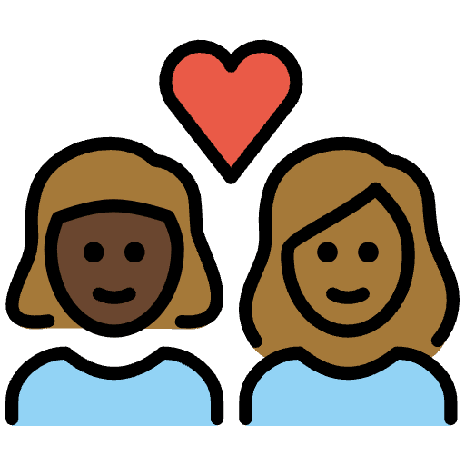 Couple With Heart Woman Woman Dark Skin Tone Medium Dark Skin Tone Element from OpenMoji Emoji Set