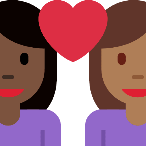 Couple With Heart Woman Woman Dark Skin Tone Medium Dark Skin Tone Element from Twemoji Emoji Set