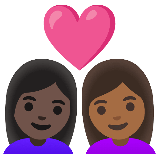 Couple With Heart Woman Woman Dark Skin Tone Medium Dark Skin Tone Element from Noto Emojis Set