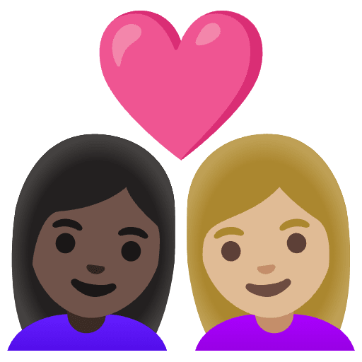 Couple With Heart Woman Woman Dark Skin Tone Medium Light Skin Tone Element from Noto Emojis Set