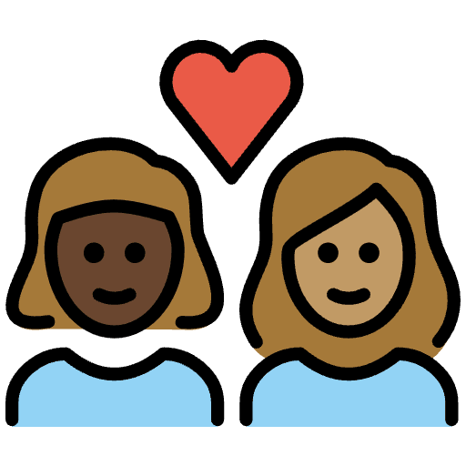 Couple With Heart Woman Woman Dark Skin Tone Medium Skin Tone Element from OpenMoji Emoji Set