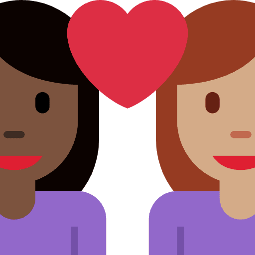 Couple With Heart Woman Woman Dark Skin Tone Medium Skin Tone Element from Twemoji Emoji Set
