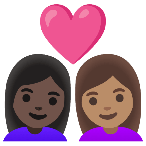 Couple With Heart Woman Woman Dark Skin Tone Medium Skin Tone Element from Noto Emojis Set