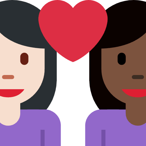 Couple With Heart Woman Woman Light Skin Tone Dark Skin Tone Emoji from Twemoji Set